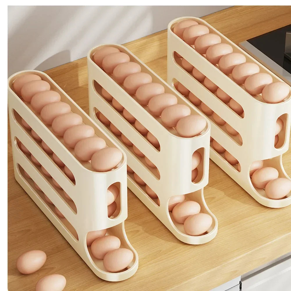 4-Layer Rolling Egg Holder – Fridge Egg Organizer & Dispenser Egg Fridge Organizer Oasis Select