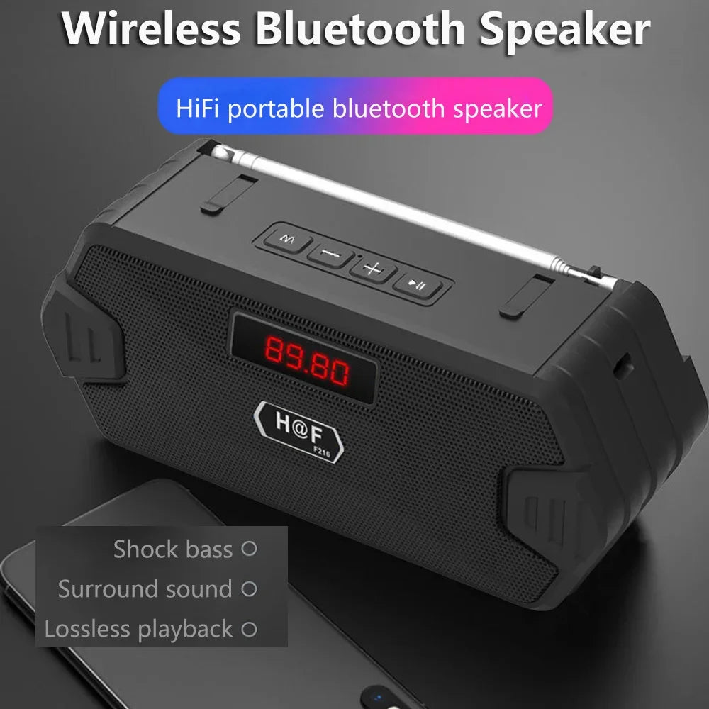 AyeBeau Portable Bluetooth 5.0 Speaker FM Radio Bass Subwoofer