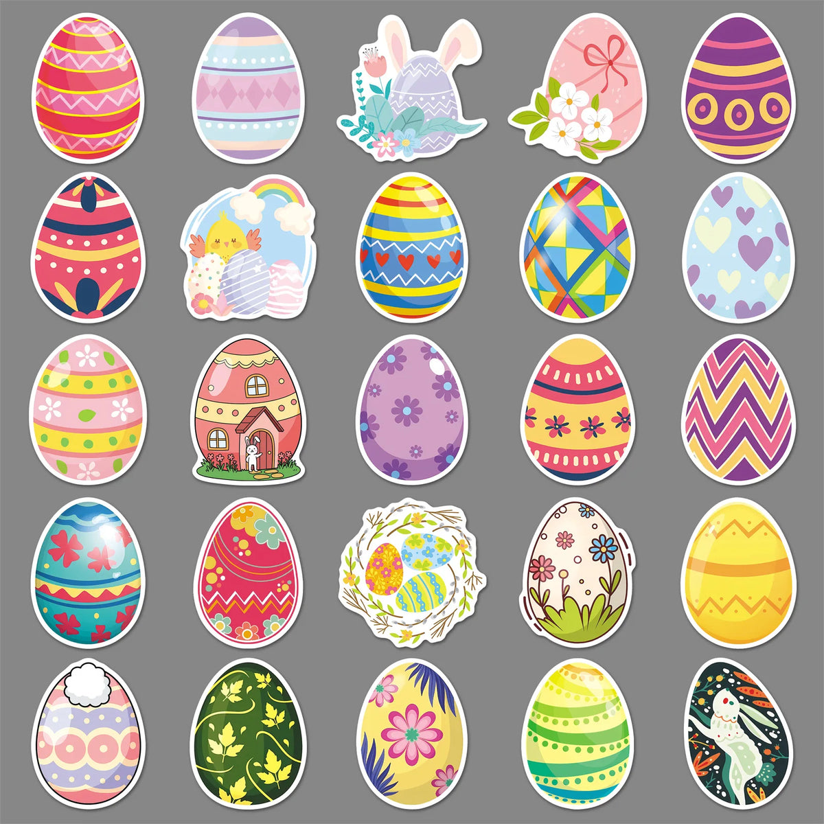 50 Pieces Easter Egg Stickers Colorful Bunny Decals for Party Decor Water Bottles Laptops Holiday Craft Scrapbook Supply Oasis Select