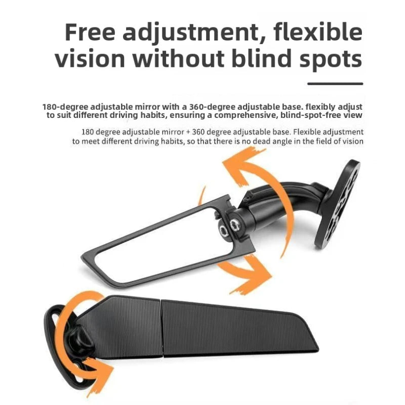 Motorcycle street bike modification fixed wing rearview mirror spring aluminum alloy sports car foldable universal reflector Oasis Select
