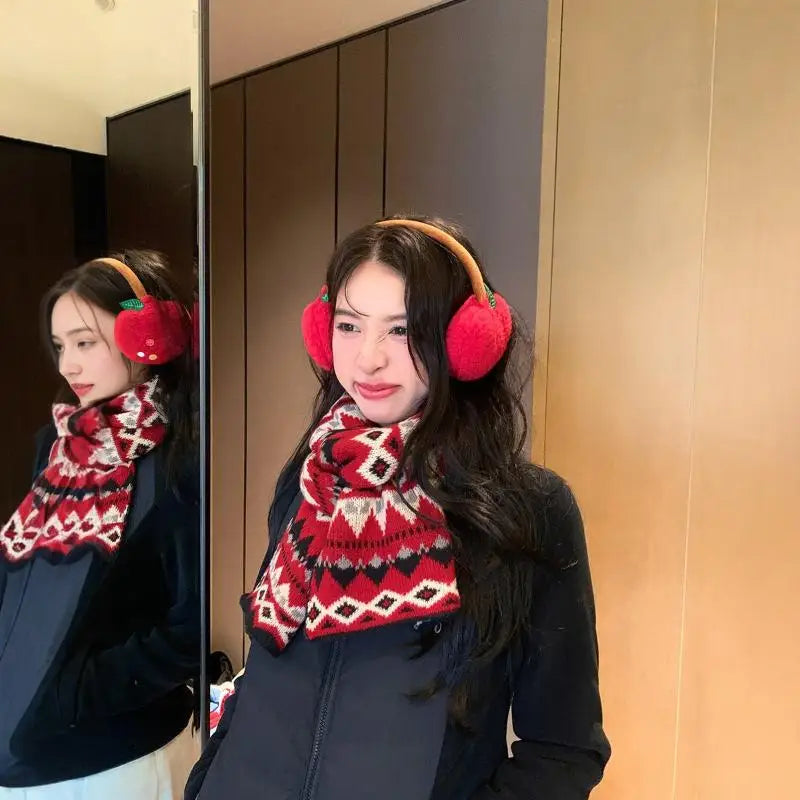 Women's Retro Jacquard Knit Winter Scarf – Thick & Warm