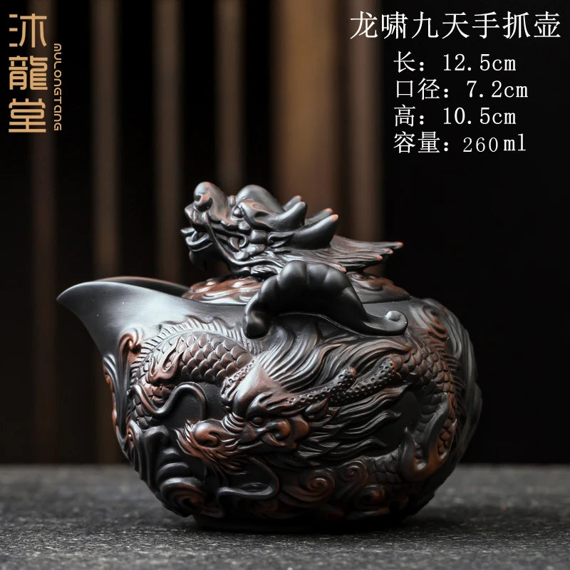 A Large-capacity Non-scalding Hand-held Ceramic Single Teapot for Brewing Tea in A Purple Clay Teapot Oasis Select A