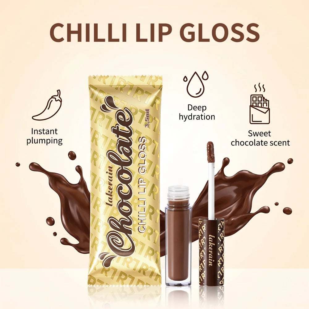 Chilli Lip Gloss Deep Hydration Natural Plumping Effect Glossy Finish Smooth Creamy Texture Chocolate Color Plumping Lip Gloss Oasis Select