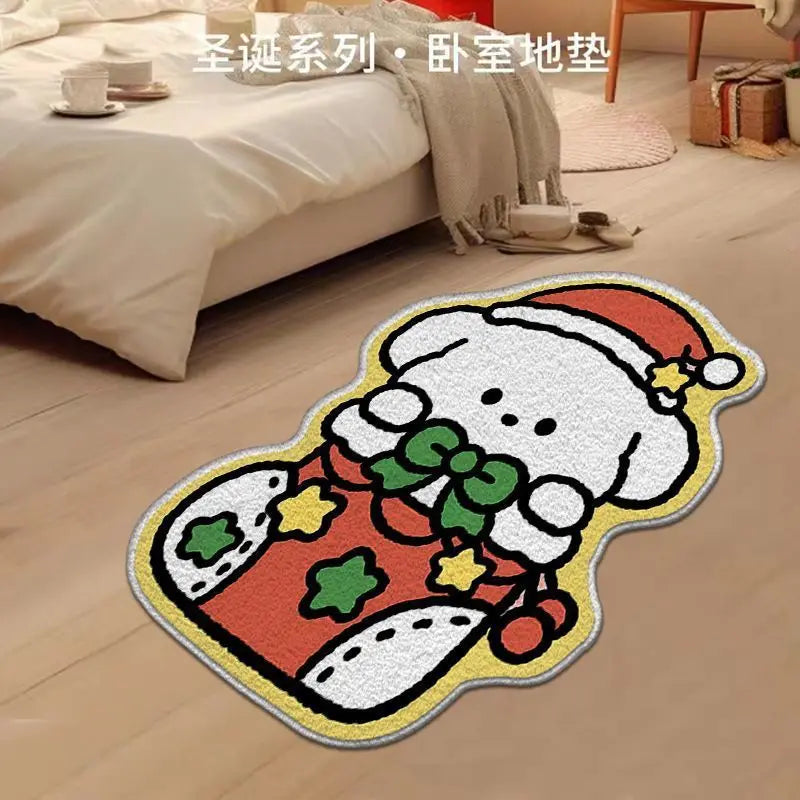 Nordic Irregular-shaped Christmas Series Faux Cashmere Floor MATS Home Decorative Bathroom Absorbent MATS Oasis Select Puppy J-3 40 60cm