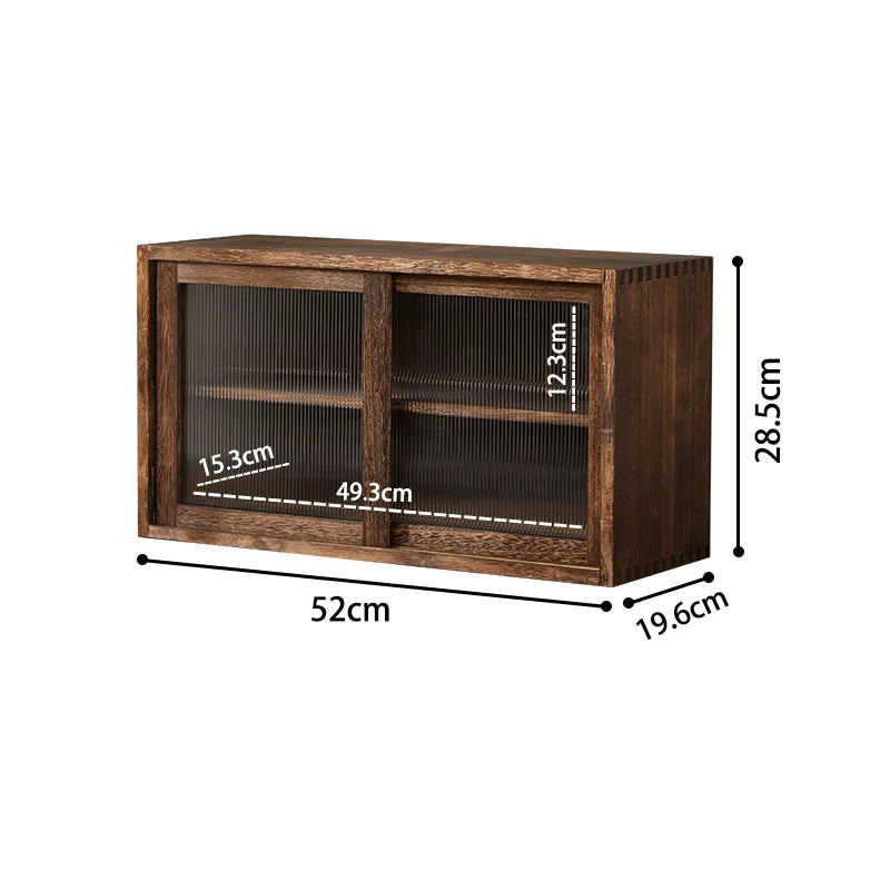 Desktop solid wood storage box, cup storage cabinet, tea set and water cup shelf, glass tableware storage, dust-proof cabinet Oasis Select double layer