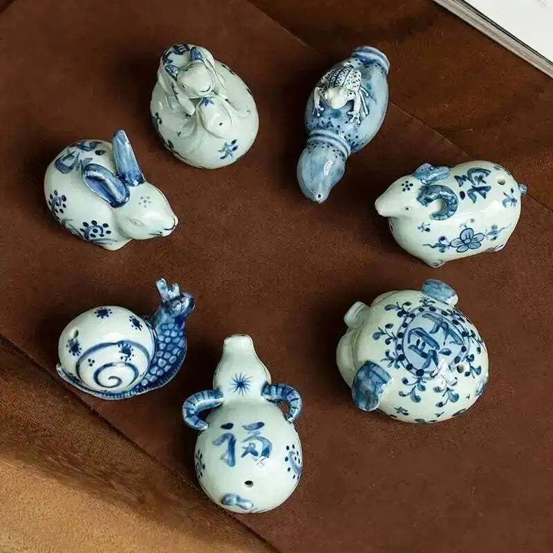 Blue And White Twelve Zodiac Small Decorations Study Calligraphy Water Drops Pot Hand Painted Ceramic Desktop Decorations Oasis Select
