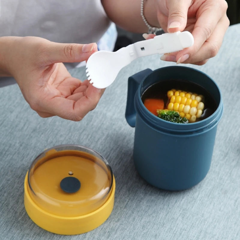 500ML Portable Breakfast Cups Oatmeal Cereal Nut Yogurt Salad Cup with Lid Spoon School Lunch Box Microwave for Kitchen Tools Oasis Select