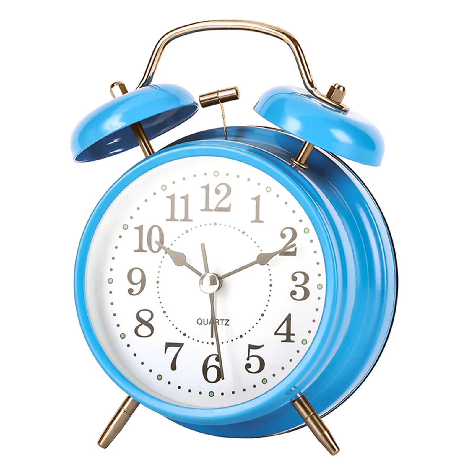 Vintage Twin-Bell Metal Alarm Clock with Night Light | Bedside