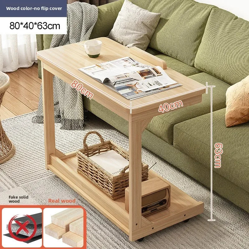 Multi-functional Removable flip solid wood edge few living room household side table sofa small coffee table sturdy and durable Oasis Select Log C
