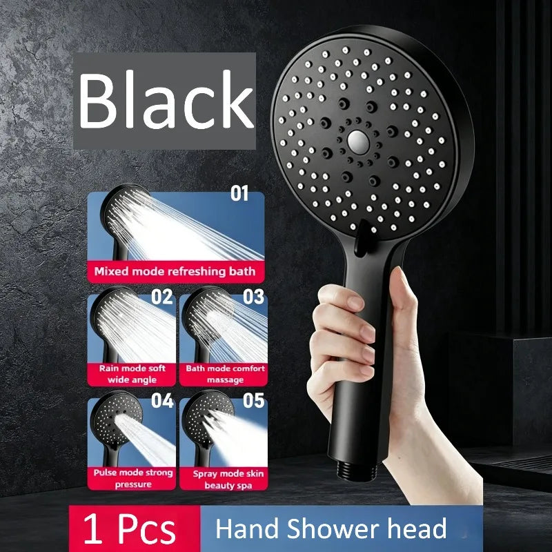 Shower Head Black Adjustable 5-Mode High Pressure Shower Head Bathroom Shower Kit with Large Water Outlet for Household Use Oasis Select Black