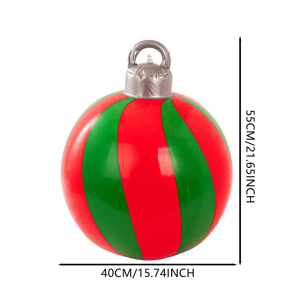 55CM Christmas Inflatable Ball PVC Giant Xmas Ball Christmas Tree Decorations Large Balls Toy New Year Party Courtyard Ornaments Oasis Select Green
