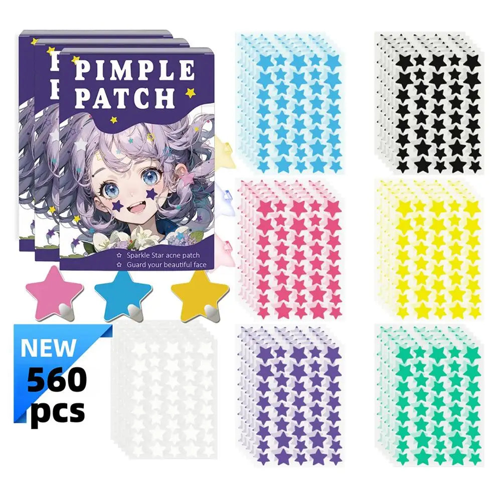 Colorful Stars Pimple Patches for Face, 560 Counts Cute Acne Blemishes Covering Stickers Invisible Acne Patch Zit Stickers Oasis Select B