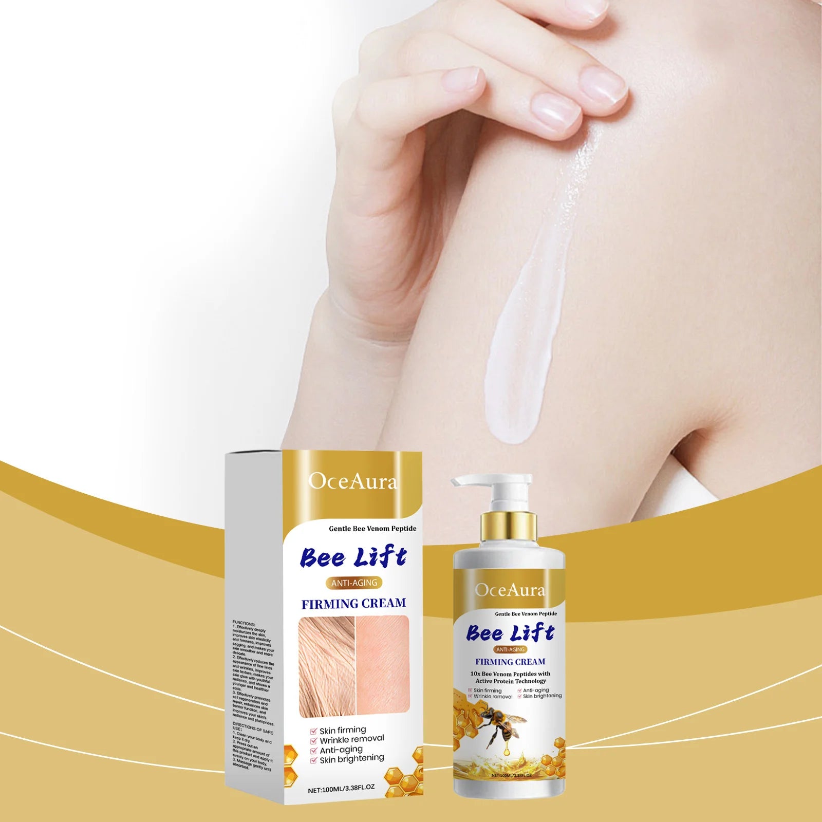 Bee Body Tightening Cream Firming Lifting Reduce Fine Line Enhance Skin Elasticity Rejuvenating Moisturize Collagen Body Lotion Oasis Select