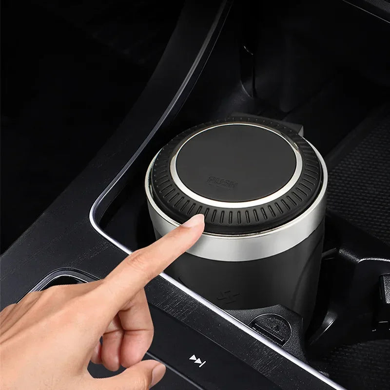 One Click Opening of Car Ashtray with Metal Lining and LED Light Push Type Splash Proof Light, Car Ashtray, Automotive Supplies Oasis Select