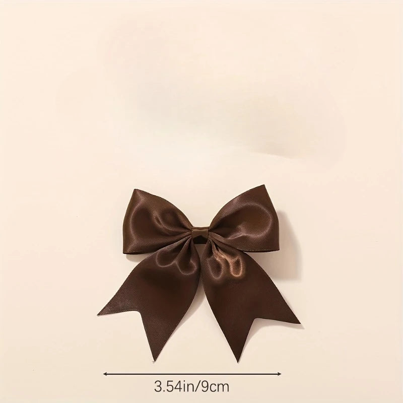 Bohemian Solid Color Satin Bow Hair Clips, Fashionable Hair Accessories for Women Girls, Easy-to-Use Design for Daily Hairstyles Oasis Select Alloy Light Yellow