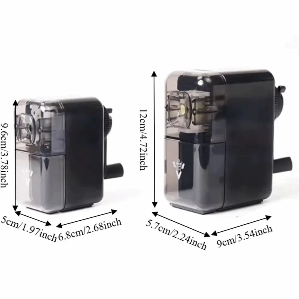 Manual Hand Crank Pencil Sharpener Transparent/Black for Children Artists Art Special Student Creative Office School Stationery Oasis Select