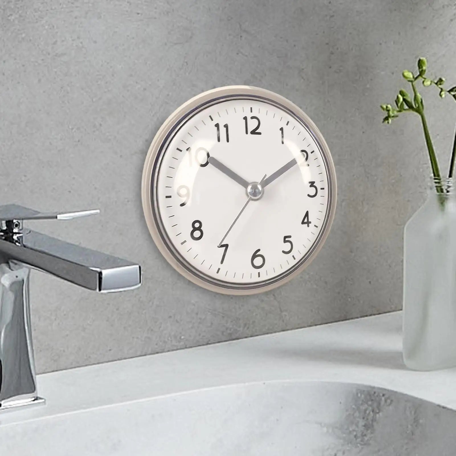 Mini Sucker Suction Cup Wall Clock Silent Waterproof Anti-Fog Small Clock for Bathroom Kitchen Toilet Wall Hanging Decoration Oasis Select