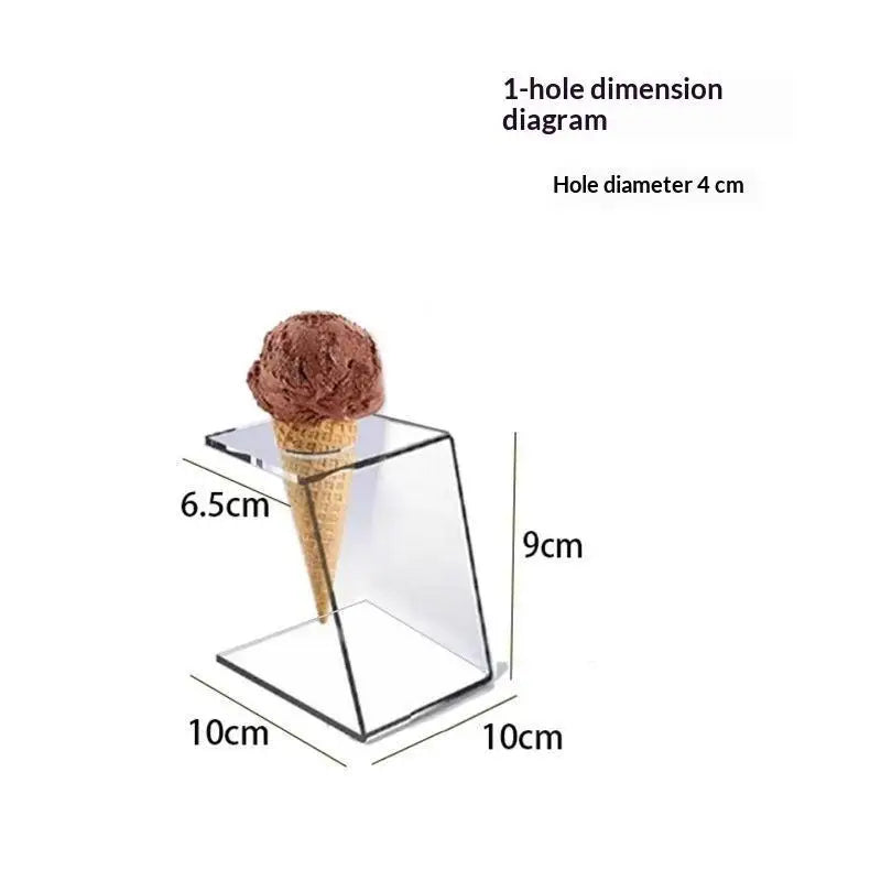 Transparent Acrylic Ice Cream Cone Holder Non-slip Base Dessert Rack 12 Slots for Bridal Shower Banquet Dessert Table Decor Oasis Select 1hole 4cm