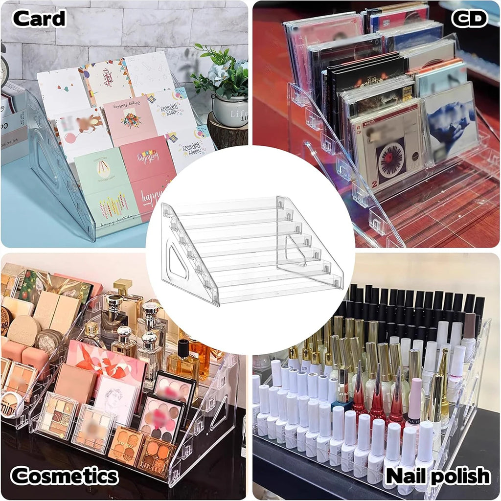 1pc Acrylic Tiered Multi-Layer Card Display Stand for Trading Greeting Card Shop Display Shelf Sports Card Business Card Holder Oasis Select