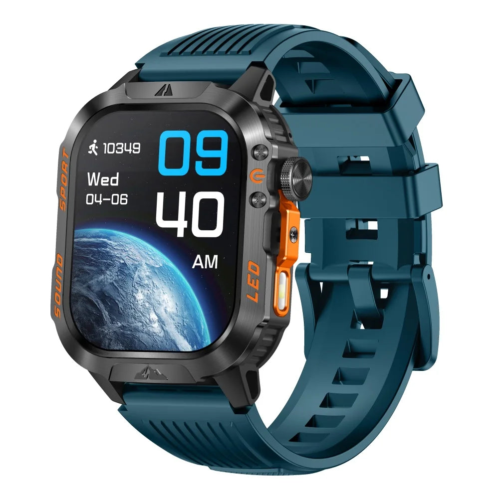 1200mAh Smartwatch Compass Health Smart Watch Men IP68 Waterproof Outdoor Sports Curved HD Screen BT Call LED Flashlight Clock Oasis Select BKBLS
