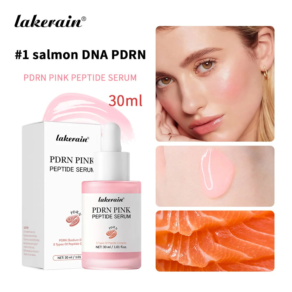 Lakerain Pink Peptide Serum Even-looking Skin Tone Dark Care Long-Lasting Hydration Low-Irritation Formula Firming Adenosine Oasis Select Salmon DNA PDRN