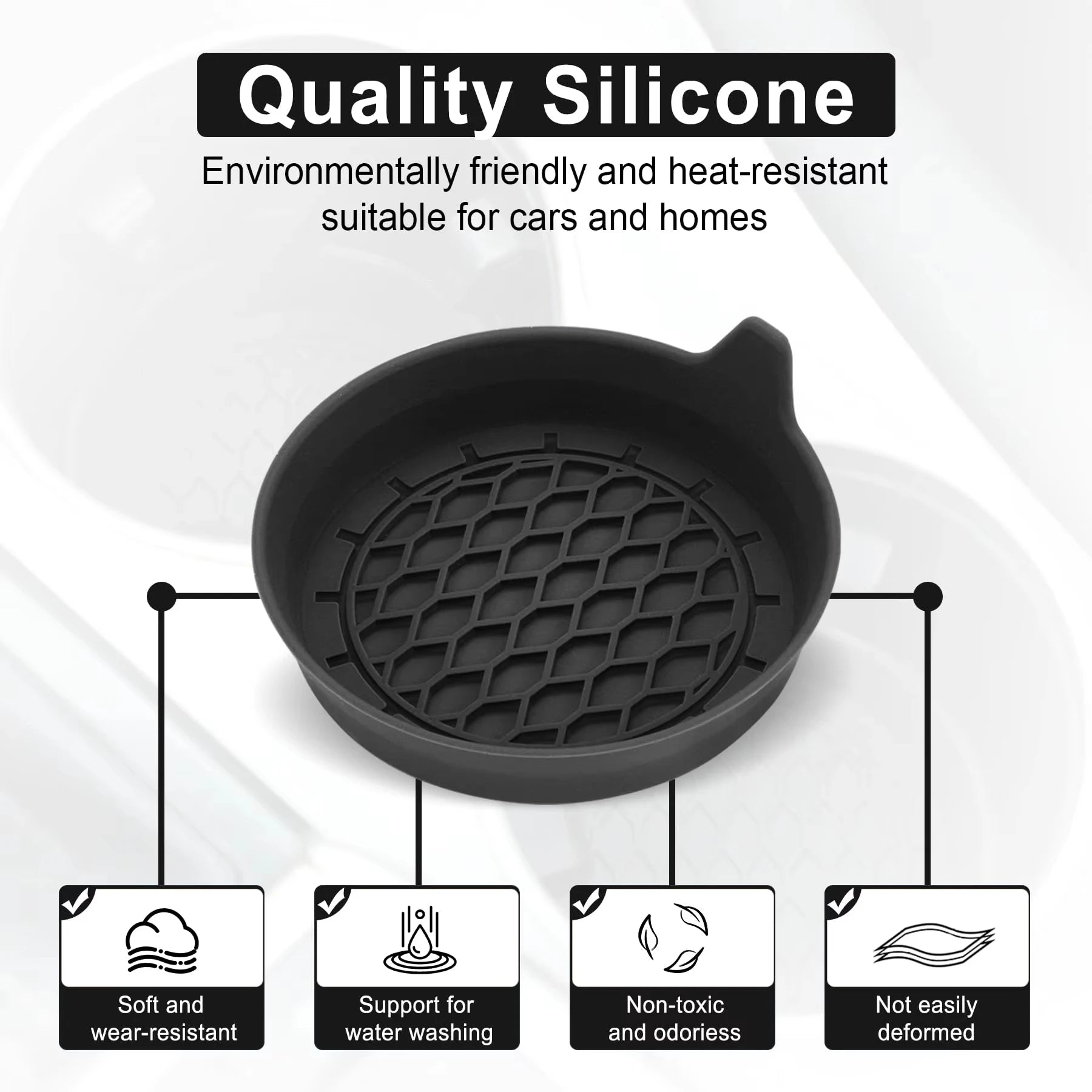 Silicone Car Cup Holder Insert Coasters – Non-Slip Set of 2/4