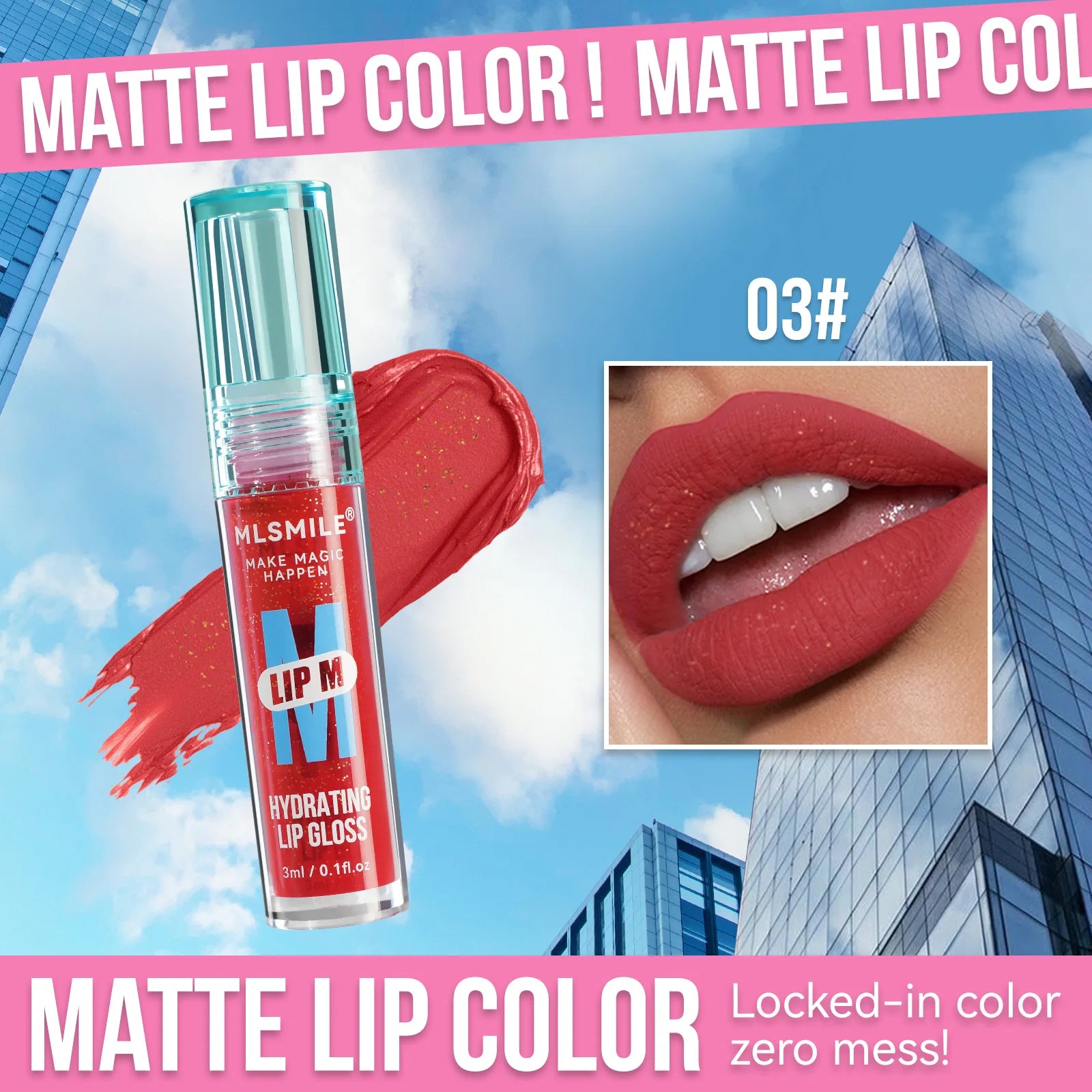 MLSMILE Pearl Nude Lip Gloss – Waterproof & Long-Lasting