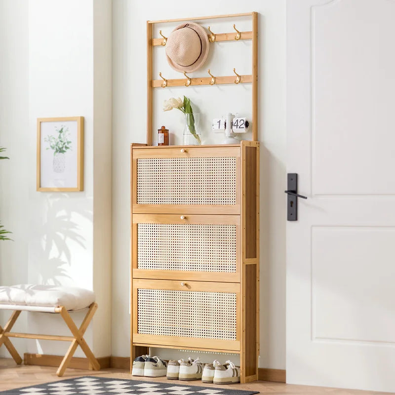 Ultra-thin shoe cabinet household door tipping bucket shoe rack large capacity entrance door entrance storage simple cabinet Oasis Select