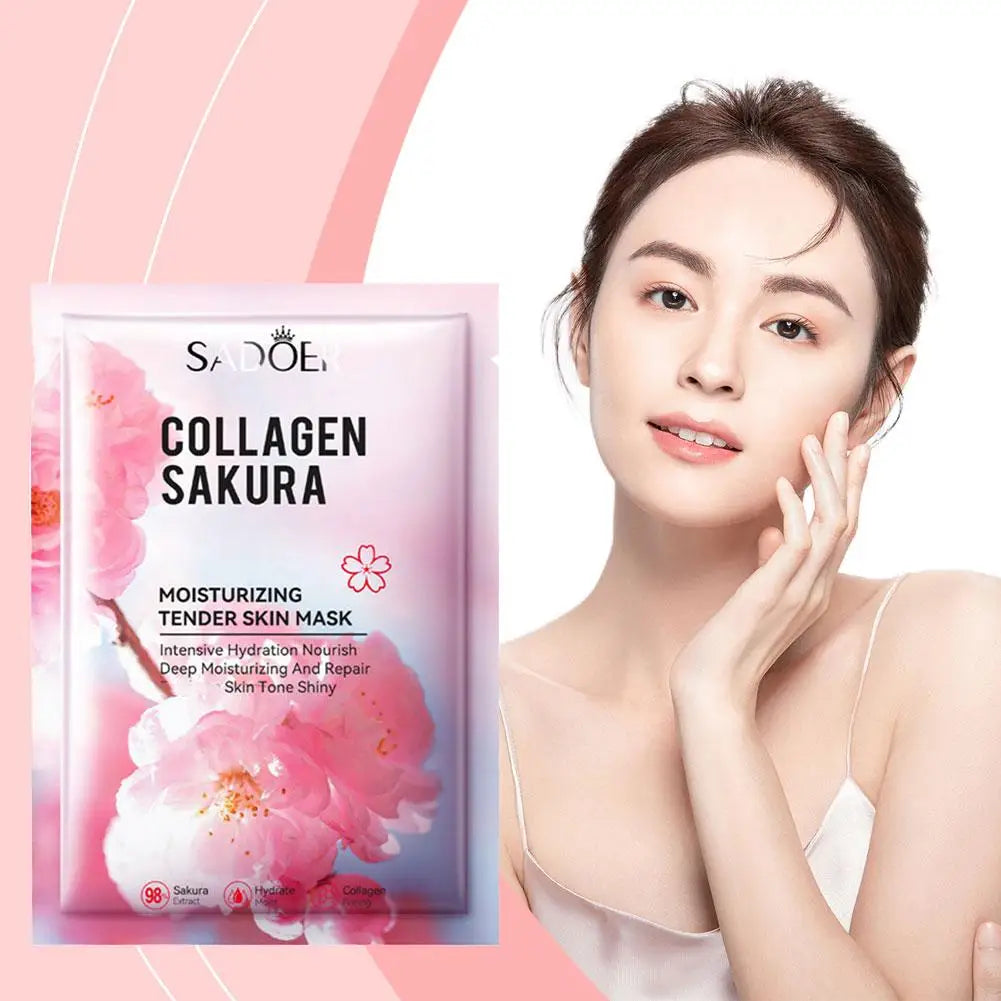5-Pack Sakura Collagen Face Mask – Firming & Anti-Wrinkle Collagen Sheet Mask Oasis Select