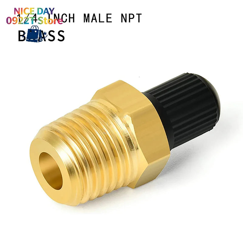 2Pcs Brass Air Inflator Adapter W/Valve Stem Inside 1/4" NPT (M) To Standard Schrader Valve (M) Tire Inflator Connector@#X Oasis Select