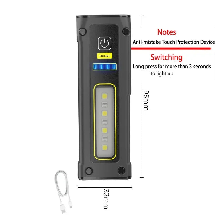 MINI Portable Rechargeable LED Flashlight Outdoor Emergency Service Lamp with Magnetic Powerful Long Range Flashligt for Fishing Oasis Select (Gray)STD01