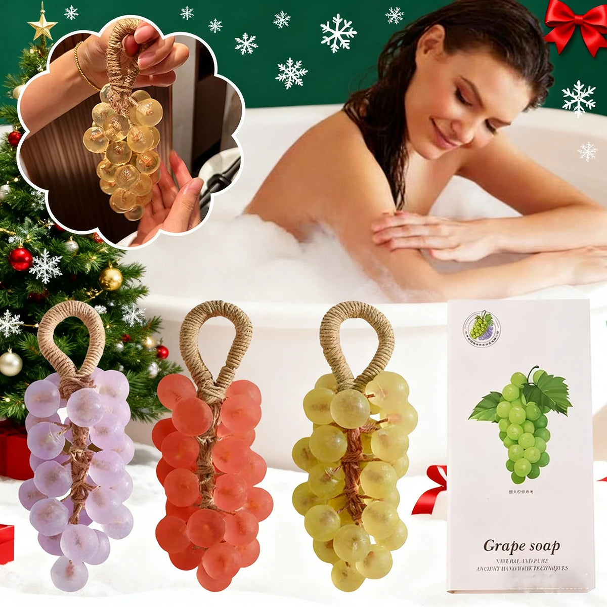 Handmade Grape Cluster Soap on a Rope – Aromatic Gift Set Handmade Soap Bar Oasis Select