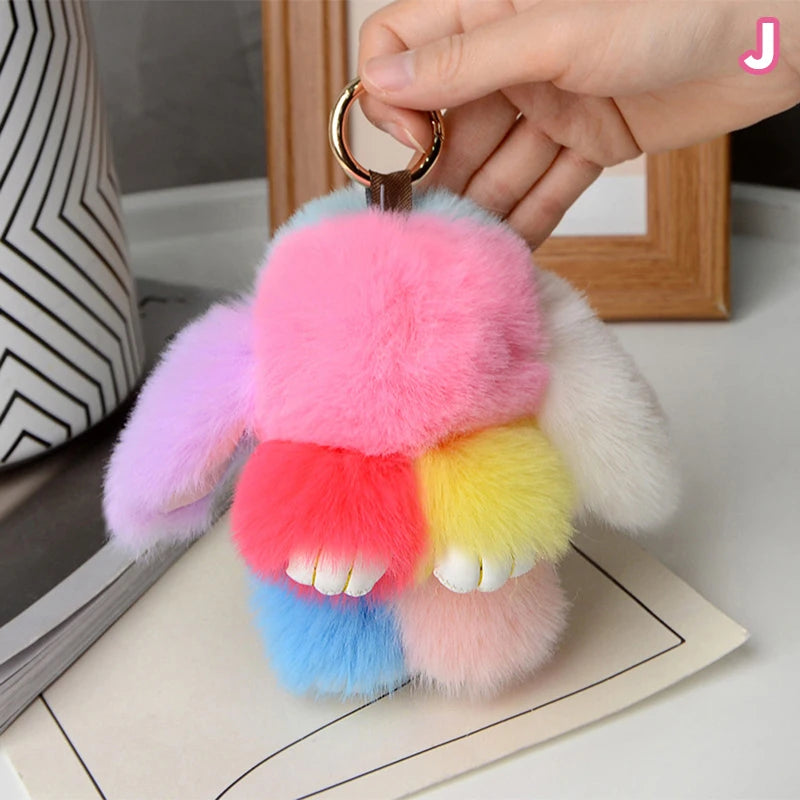 15cm Gifts Rabbit Fur Keychain Women Bag Car Key chain Pendant Decoration Jewelry Bags Hangings Accessories Oasis Select MR-09