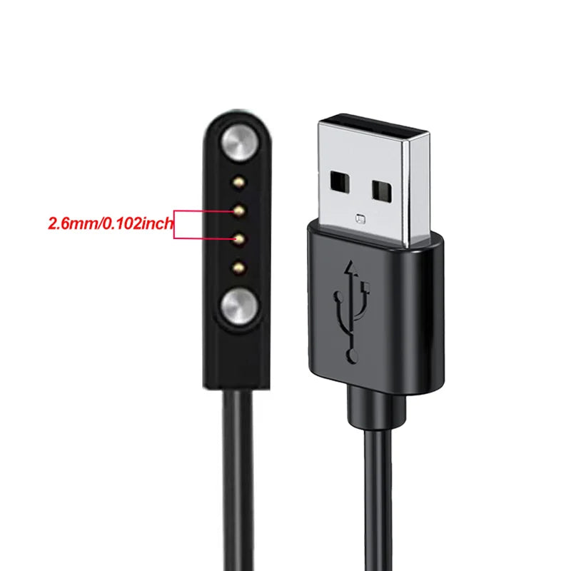Magnetic Smartwatch Charging Cable 2-Pin 4-Pin USB Smartwatch Charging Cable Oasis Select W67 Black