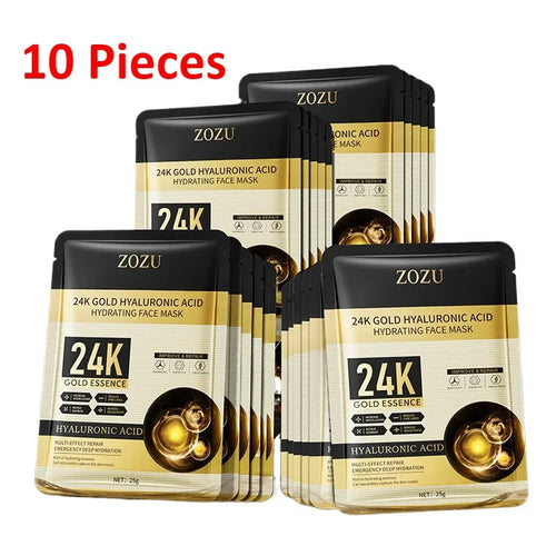 10-Pack 24K Gold Hyaluronic Acid Face Masks – Korean Skincare Facial Sheet Mask Oasis Select Default Title