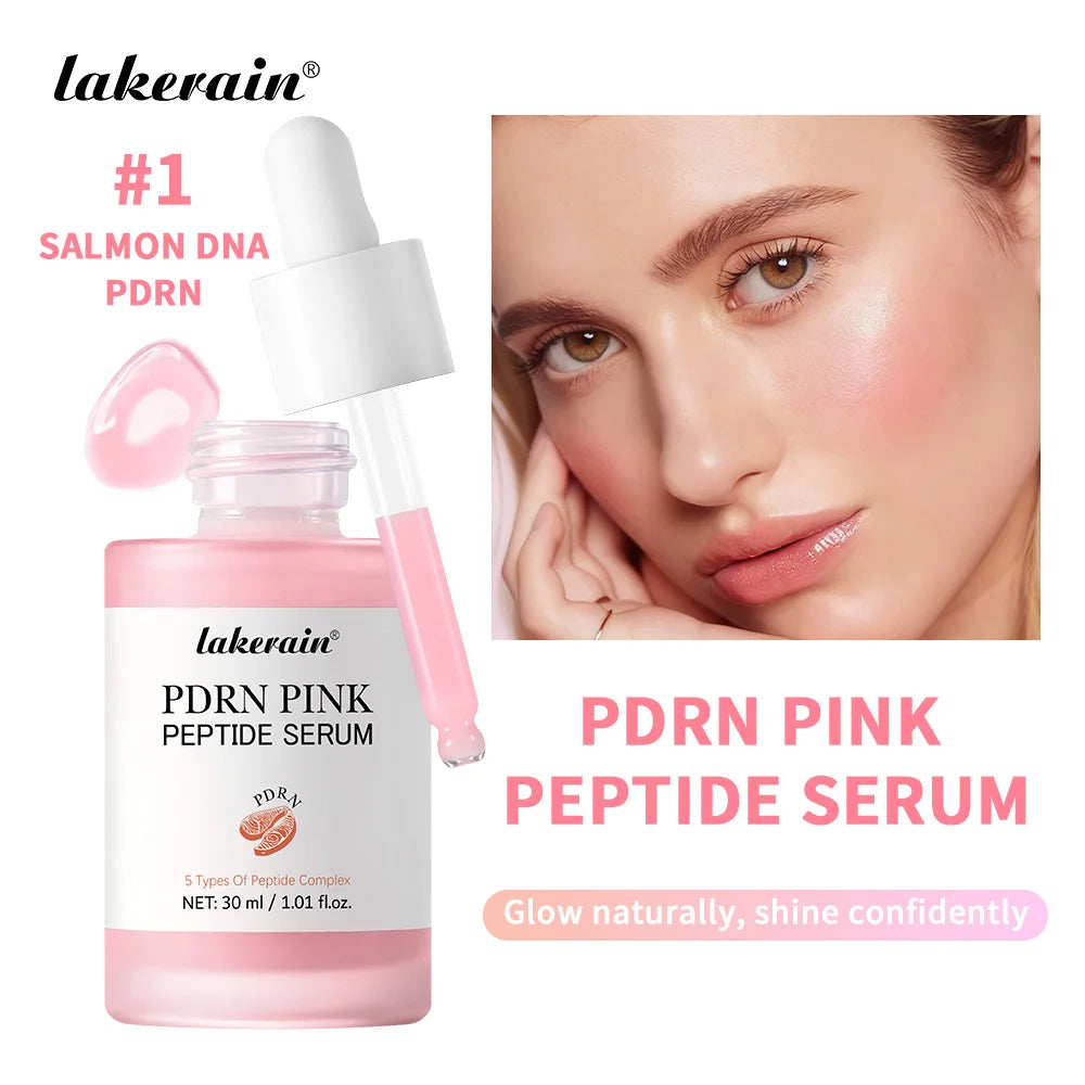 Lakerain Salmon DNA PDRN Pink Peptide Serum Smooth Face Skin Pink Glow Essence Moisturizing Hydrating Korean Skincare Product Oasis Select