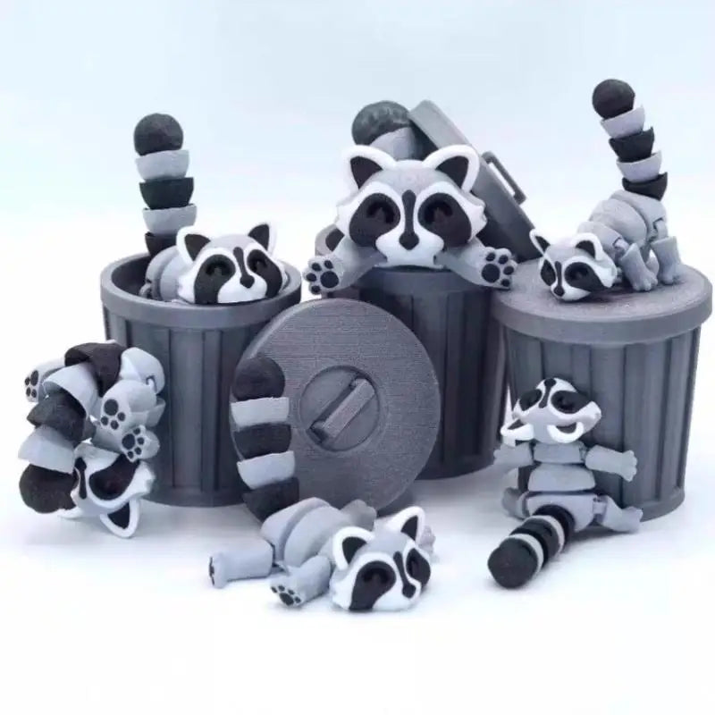Creativity Plastics 3D Printed Toys Cartoon Flexible Raccoons Animals Figures Articulated Raccoon Fidget Toy Desktop Decoration Oasis Select