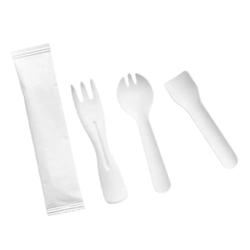 100Pcs Individual Packing Disposable Spoon Fork Eco-Friendly Degradable Mini Paper Fork Spoon Thickened Durable Oasis Select