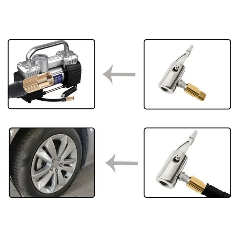 Portable Inflatable Pump Connector for Car Tire Air Chuck Compressor Can Be Deflated Valve Adapter Tire Inflator Tire Chuck Oasis Select