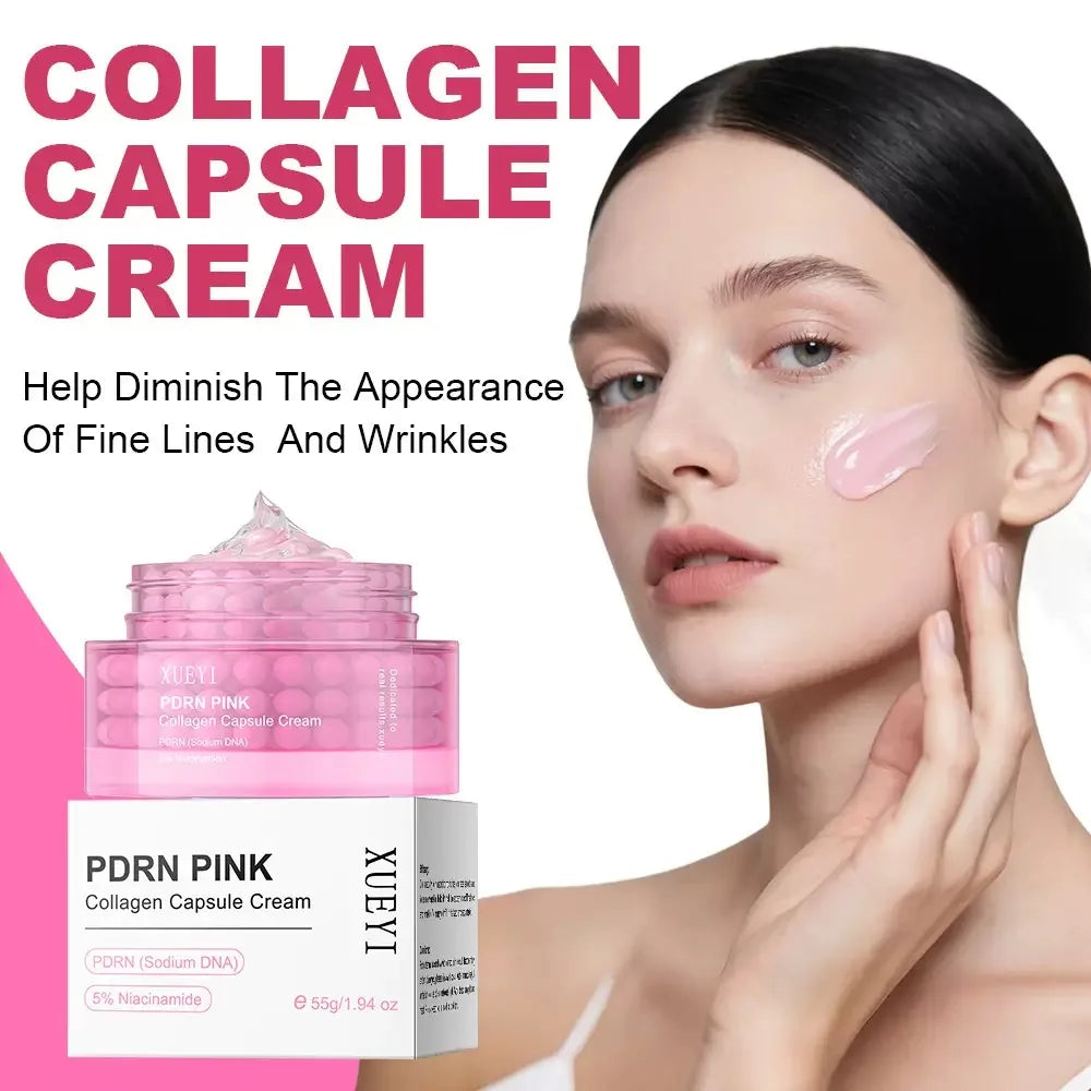 Korean PDRN Pink Collagen Capsule Cream with Niacinamide Cream for Uneven Skin Tone Lightweight Face Moisturizer Non Greasy care Oasis Select