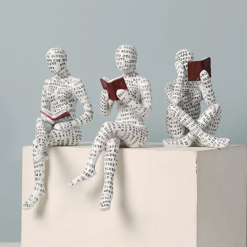 Creative Reading Book Pulp Woman Thinker Statue Decor Art Design Home Decor Accessories Modern Ornament Figurine Collectible Oasis Select