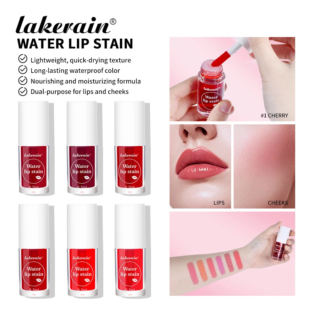 Lakerian Water Lip Stain Moisturizing Lip Glaze Long Lasting Lip Ink Face Lip Dual Purpose Waterproof Liquid Cosmetics Makeup Oasis Select