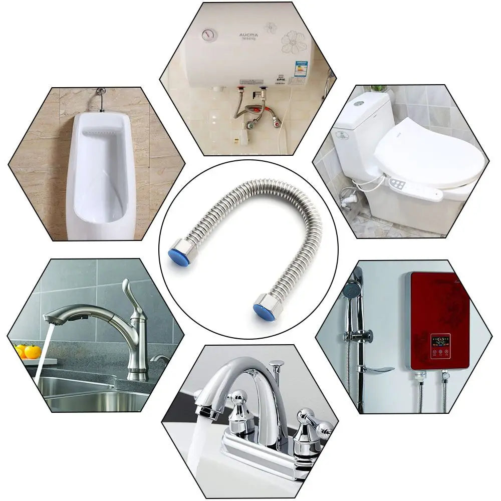 G1/2" Useful Home Durable Stainless Steel Plumbing Corrugated Pipe Hose Tube Water Heater Connector Oasis Select