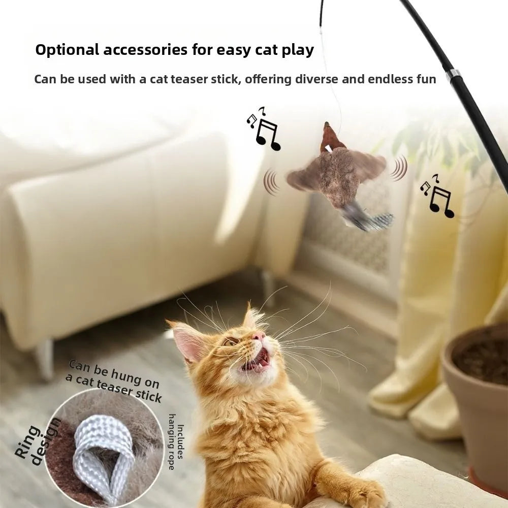 Electronic Flapping Bird Cat Toy USB Vivid Chirping Interactive Cat Hangable Touch-Activated Simulated Bird Cat Toy Oasis Select