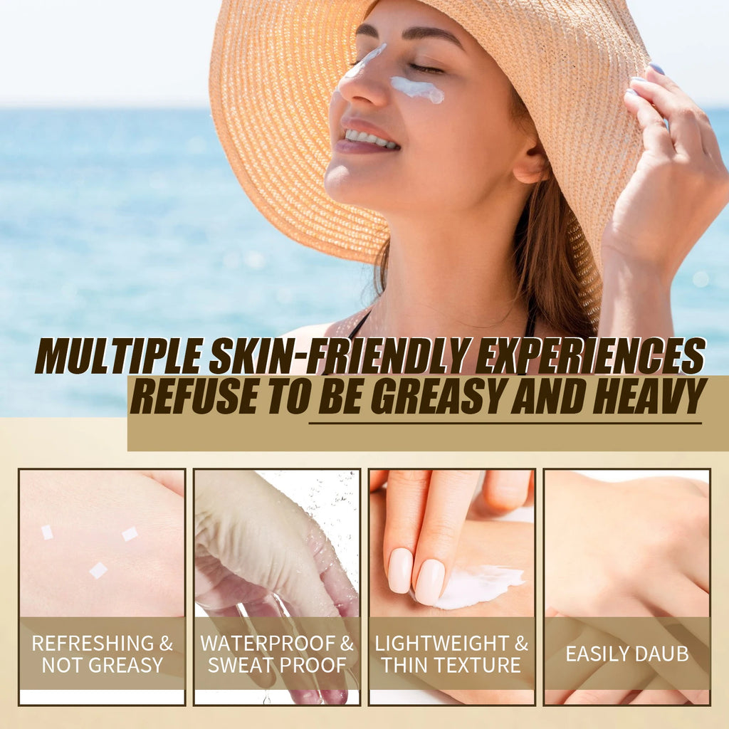 50ML Spf 50 Rice Sunscreen Cream Outdoor UV Protection Moisturizing Soothing Redness Sweatproof Prevent Sunburn Sunblock Lotion Oasis Select