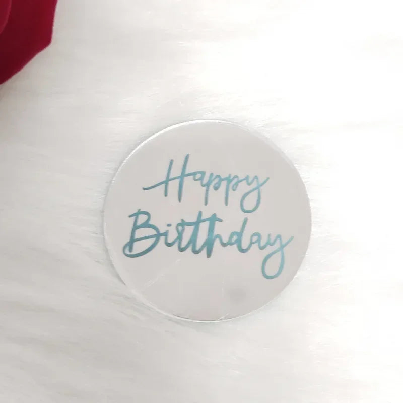 10pcs Happy Birthday Cupcake Toppers Gold Acrylic Circle Dessert Cake DIY Decorations Insert Card Kids Birthday Party Decoration Oasis Select Round-Silver