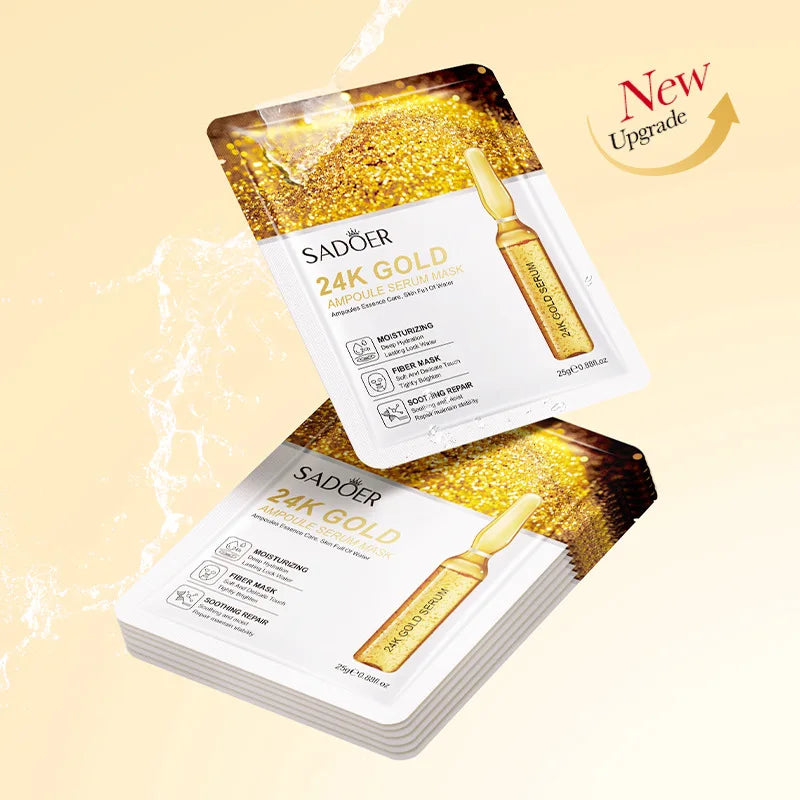 SADOER 24K Gold Face Masks – Firming & Hydrating, 10 Pack Gold Sheet Face Mask Oasis Select