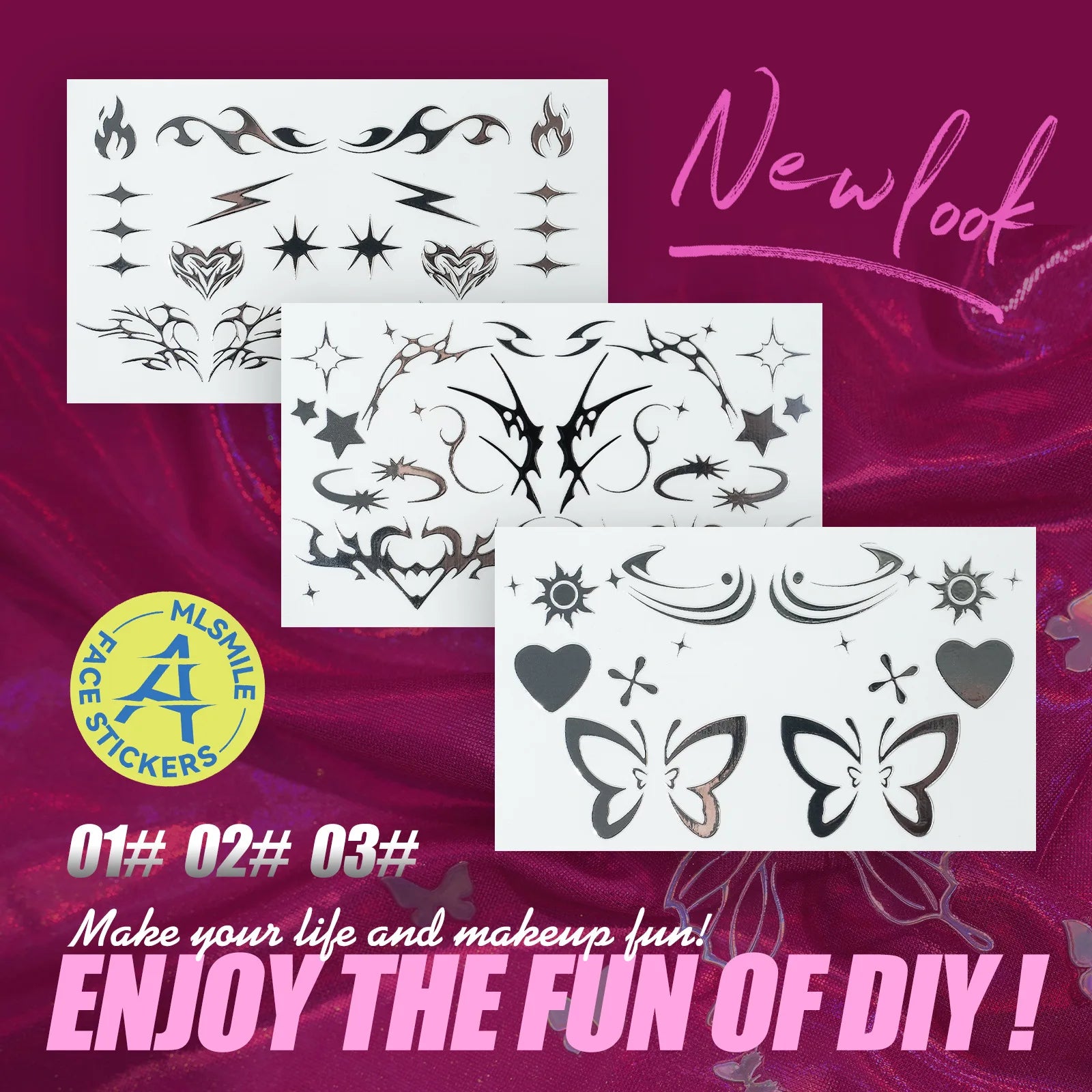 MLSMILE 3D Laser Face Stickers – Eye Makeup Temporary Tattoos