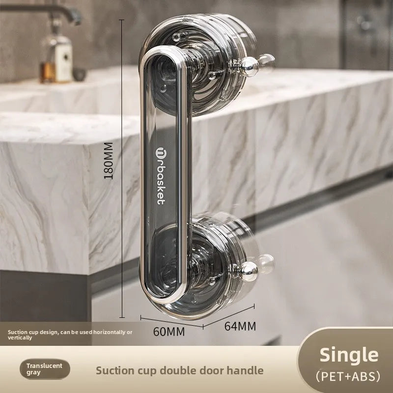 Convenient Waterproof Anti-slip Suction Cup Sliding Door Handle Removable Bathroom and Wardrobe Door Grab Bar Oasis Select Grey