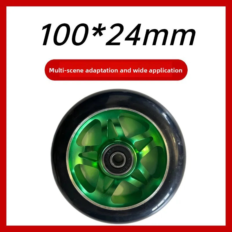 100mm Scooter Wheels Replacement with Bearings Aluminum Wear-Resistant PU Stunt Scooter Parts Kick Scooter Accessories 2pcs/set Oasis Select